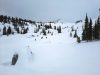 After a steep climb it opens up.Large rock top right is the route